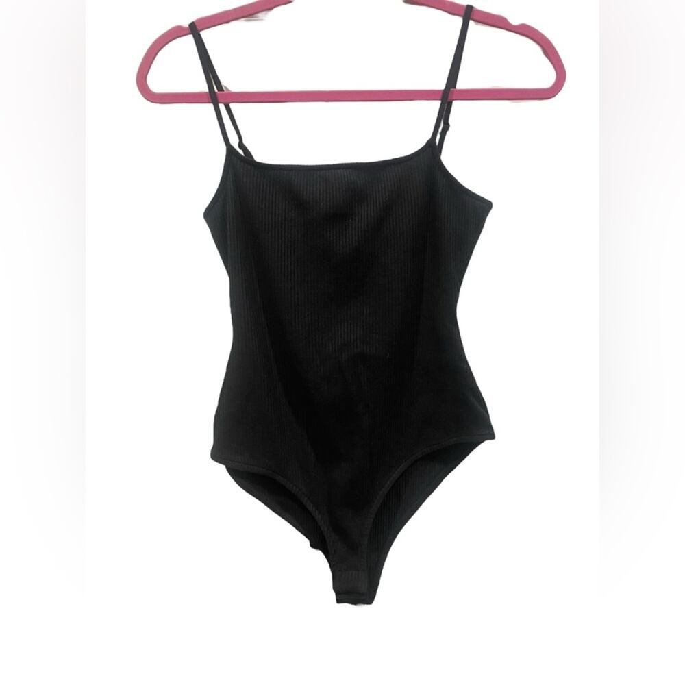 Sezane Black Ribbed Tank Bodysuit NWT Snap Closure- Medium